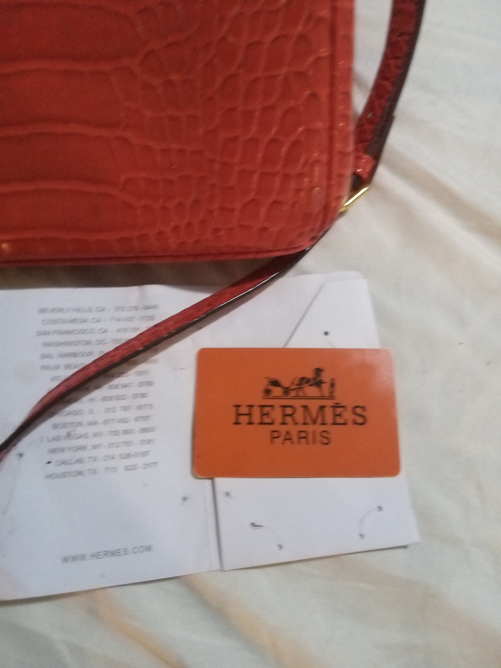 Hermes Red Croc-Embossed Top-Handle Tote - Picture 7 of 7